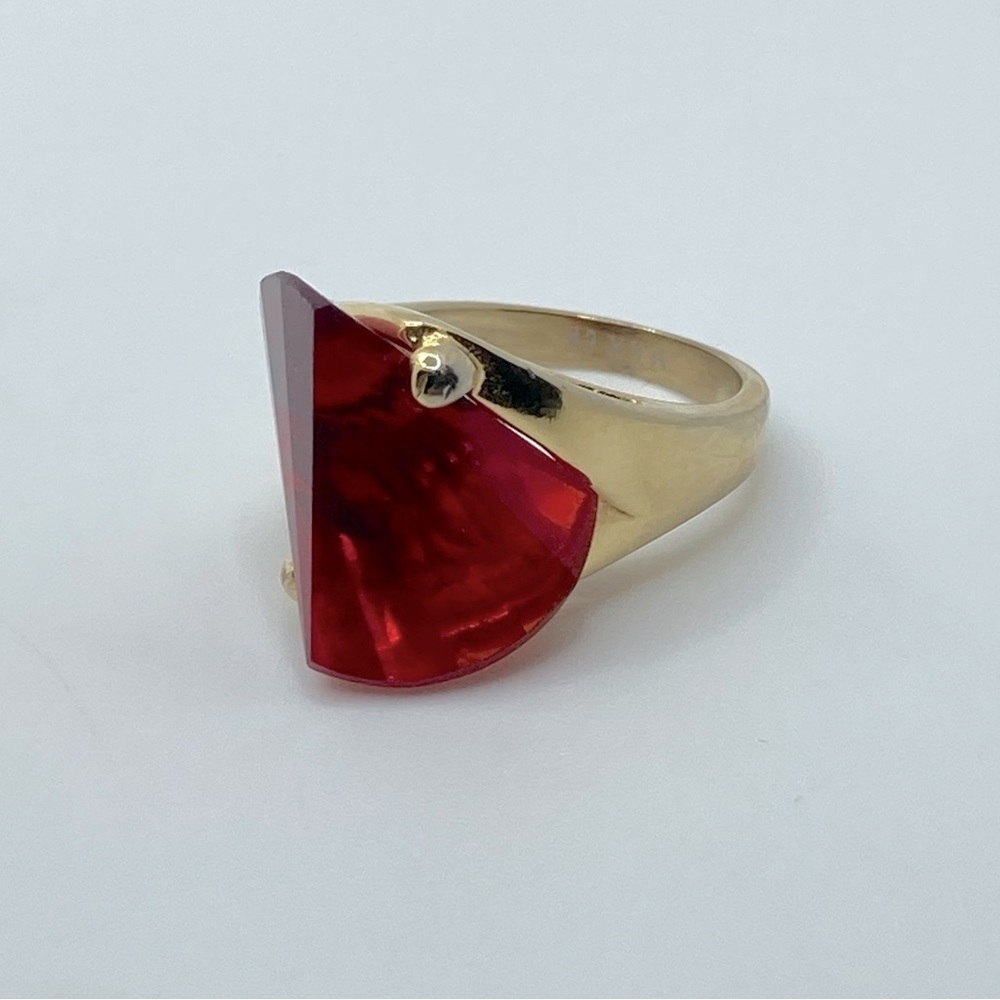 BROSWAY Italia Yellow Gold Plated Swarovski Crystal Statement Cocktail Ring Sz 6